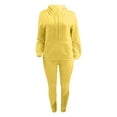 thumbnail image 4 of LovelyWholesale Women's Hooded Collar Drawstring Hooded Collar Long Sleeve Tracksuit Set, 4 of 6