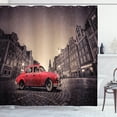 thumbnail image 1 of Ambesonne Car Shower Curtain, Retro Car on Cobblestone Road, 69"Wx84"L, Vermilion Brown Beige, 1 of 3