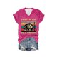 thumbnail image 1 of Camisetas de Manga Corta para las Mujeres, Estampado de Moda Cuello en V Camiseta Superior, Casual Fuera de la Blusa de Poliéster Ligero, 1 of 2
