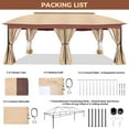 thumbnail image 5 of HOTEEL Heavy Duty 12X20 Outdoor Patio Gazebo with Mosquito Netting Curtains,Double-Roof Canopy Tent Gazebo for Parties,Backyards,Gardens,Khaki, 5 of 12