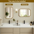 thumbnail image 6 of Natural Wood Color 20" x 30" Solid Wood Frame Rounded Corner Decorative Mirror, For Bedroom, Bathroom, Living Room, Entryway, 6 of 10