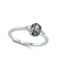 thumbnail image 4 of CHOOSE YOUR COLOR Multi-color Cubic Zirconia Oval Ring .925 Sterling Silver Band Black Female Size 7, 4 of 4