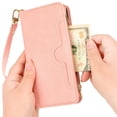 thumbnail image 2 of Case for Samsung Galaxy S21 5G Cover Zipper Magnetic Wallet Card Holder PU Leather Flip Case - Pink, 2 of 5