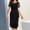 *Black, variant on ClodeEU Women's Chiffon Short Sleeve Round Neck Dress,Fitted Waist Evening Gown Green,Womens Plus S