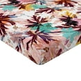 thumbnail image 4 of Ambesonne Leafy Design Fitted Sheet, Exotic Aquarelle Leaf, Full Size, Chocolate Pale Pink White, 4 of 5