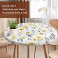 thumbnail image 4 of Yellow Spring Floral Round Tablecloth, Fitted Table Cover with Elastic for 36"-44" Round Tables, Flowers Botanical Elegant Pastoral Table Cloth Outdoor Indoor Dinning Party Waterproof Tablecloths, 4 of 7