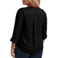 thumbnail image 3 of WellSize 3/4 Roll Sleeve Work Shirts for Women Plus Size Tunic Tops Flowy V Neck Button Down Blouses with Pockets, 3 of 8