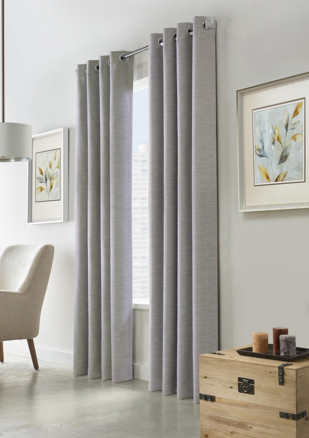 Loft Living Ramsey Textured Oxford Room Darkening Grommet Single Curtain Panel 52" x 95" in Silver