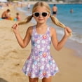 thumbnail image 3 of DISNIMO Bunny Easter Egg Print Girls One Piece Swimsuits Sleeveless Bathing Suit with Skirt Quick Dry Swimwear Halter Swim Dress Size 3-13, 3 of 8