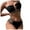 Black, variant on Efsteb Womens High Waisted Bikini Sets Solid Color Strapless Bathing Suit Beach Summer Two Piece Swimsuits High Waist Bikini Swimsuit (Black,L)