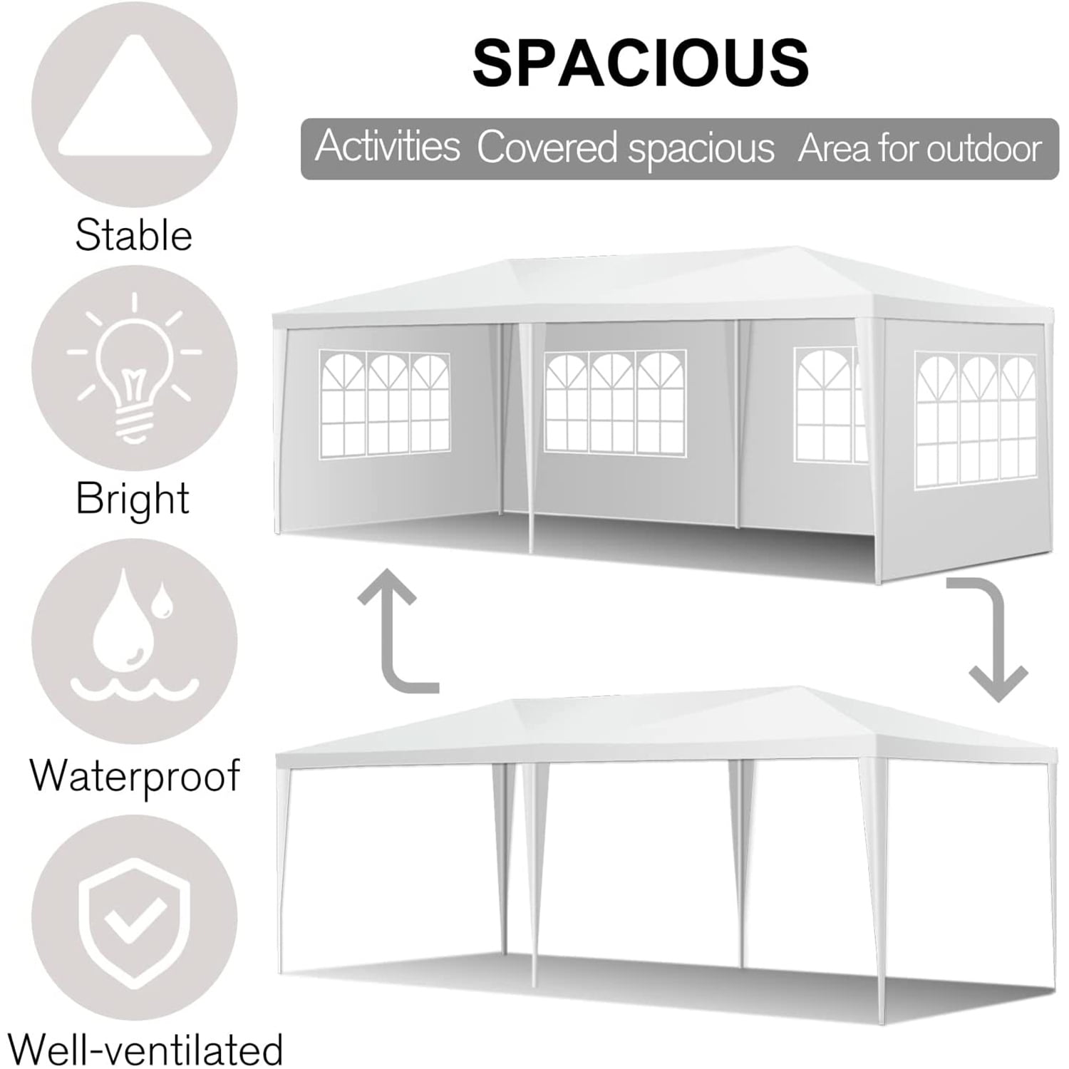 Lowestbest Wedding Party Tent, 10'x20' Canopy Tent Pavilion for Camping, Events Lowestbest Wedding Party Tent, 10'x20' Canopy Tent Pavilion for Camping, Events