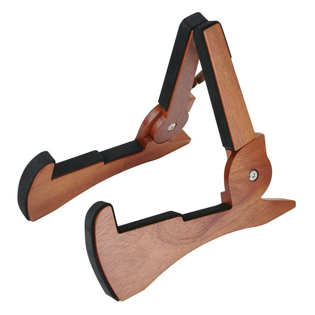 MesaSe Foldable Guitar Stand Holder Mahogany Solid Wood String Instrument Bracket Cute Shape for Electric Acoustic Guitars Bass