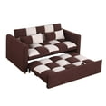Aukfa 53.5" Convertible Loveseat Sleeper, Pull Out Sofa Bed, Teddy, Brown/White