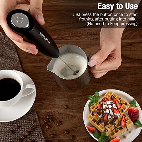 Plastic Hands-Free Powered Whisk Frother for Nespresso Cappuccino and Coffee Not Included 2 AA Batteries SIMPLETASTE 706EU-0004 Electric Milk Pitcher 