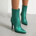 thumbnail image 2 of UngA Casual Boots for Women Women's Suede Knee High Boots Pointed Toe Comfortable Block Heel Side Zipper Riding Boots Green,5.5, 2 of 7