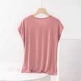thumbnail image 4 of Fengqque Women's Plus Size Short Sleeve V-neck Modal Loose T-shirt Fashion Casual Solid Color Top Watermelon Red XL(XL), 4 of 6