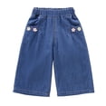 thumbnail image 3 of MuXiKeJi Clothes Jeans Baggy Girls Soft Loose Casual Wide Leg Denim Pants Breathable Lightweight Daily Summer Bottoms for Toddler Kids Girls Jeans Pants, 3 of 5