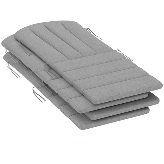 Set of 4 High-Density Foam Cushions for Outdoor Adirondack Chairs with Ties, Gray