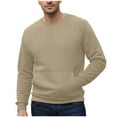 thumbnail image 5 of Atogsazn Men's Sherpa Lined Sweatshirts Fleece Pullover Long Sleeve Basic Sweatshirt Warm Crewneck Winter Clothes Tops 03-Khaki S Fashion, 5 of 8