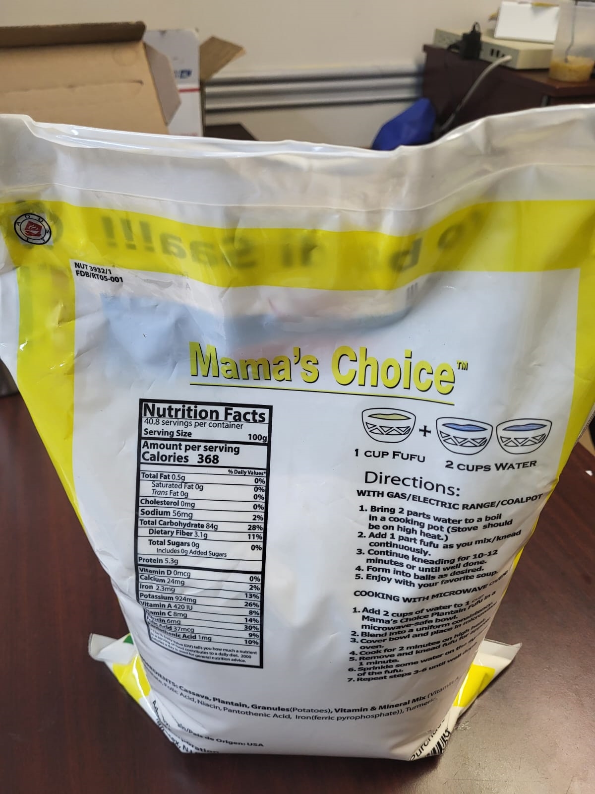 Mama’s Choice plantain Fufu Mix 144 oz (4.08kg) Gluten Free