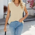 thumbnail image 3 of Mittory Womens Summer Cap Sleeve T Shirts Casual V Neck Tops Loose Fit Basic Tees, 3 of 8