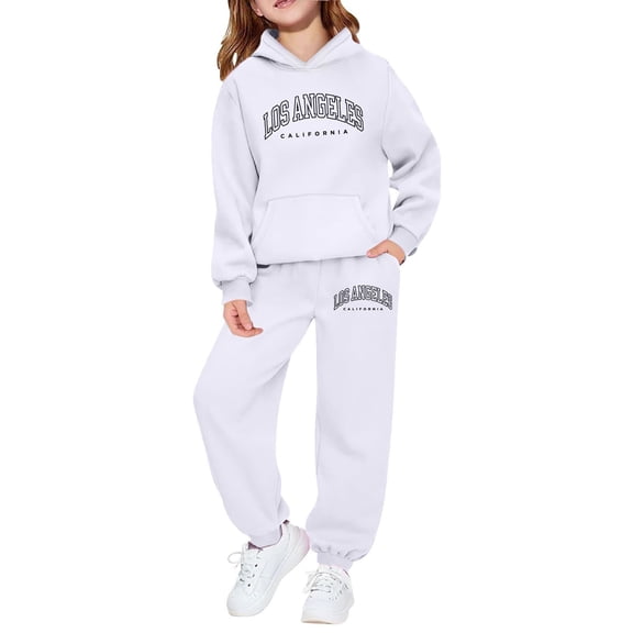 Girls Sweats - Girls Long Sleeve Hoodie Sweatshirt Letter Print Casual Wear Outdoor Activities (White,3-4 Years)