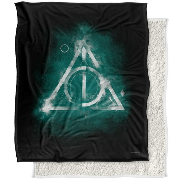 Harry Potter Blanket, 50"x60", Geometric Deathly Hallows Silky Touch Sherpa Back Super Soft Throw Blanket
