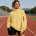 thumbnail image 5 of GZWYHT Mock Neck Sweatshirt Women Cowl Neck Tops Pullover Sweaters for Women Fall Sweatshirts for Women High Neck Sweatshirt Plain Mock Neck Sweatshirt Hiking Clothes for Women Yellow S, 5 of 9