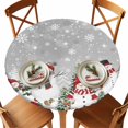 thumbnail image 2 of Round Table Cloth with Elastic Fitted Edged, Xmas Trees Rabbits Squirrels Waterproof Tablecloth for 45"-54" Tables Winter Snowmen Snowflakes Wipeable Indoor Table Cover for Kitchen Picnic Camping, 2 of 9
