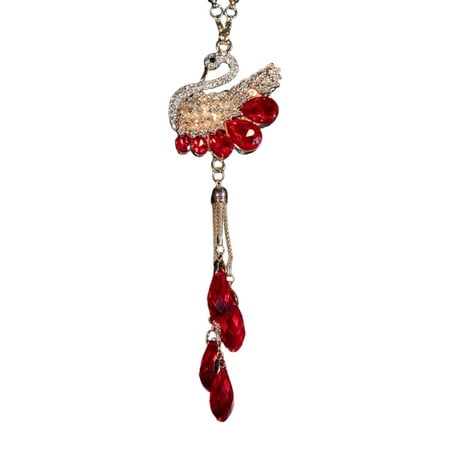 

Car Charms Red Diamond Swan Crystal Car Rear View Mirror Pendant Bling Car Accessories for Women Men Automotive Interior Decoration