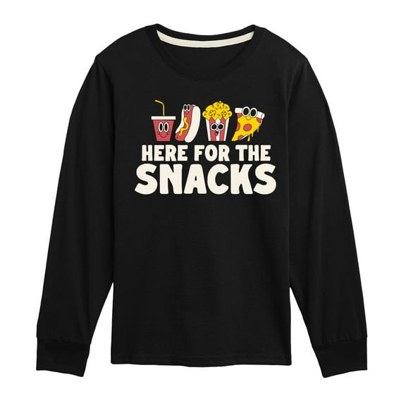 Instant Message - Here For The Snacks - Toddler & Youth Long Sleeve Graphic T-Shirt