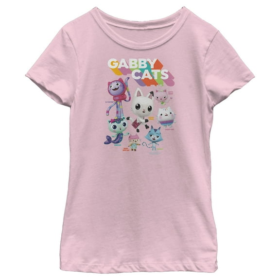 Girl's DreamWorks: Gabby's Dollhouse Kitty Characters  Graphic Tee Light Pink Large