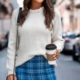 thumbnail image 5 of Womens Button Round Neck Sweaters Lightweight Long Sleeve Solid Color Casual Pullover Sweater for Women Ladies, 5 of 7