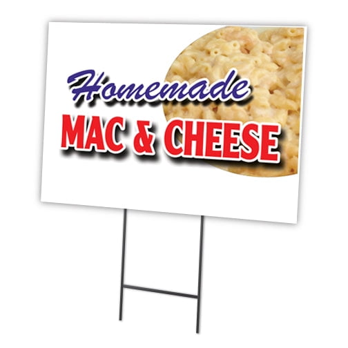 HOMEMADE MAC & CHEESE 12"x16" Yard Sign & Stake | Advertise Your Business | Stake Included Double Sided Image | Made in The USA
