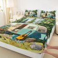 thumbnail image 3 of Manfei Kawaii Camper Fitted Sheet Full 3 Pieces,Cute Adventure Car Bed Set,Turquoise Green,1 Fitted Sheet and 2 Pillowcases, 3 of 6