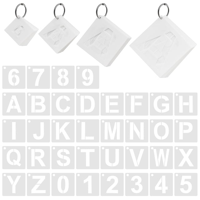 Juego de plantillas Ayxwkyfc de letras y números, 36 piezas, PET, 1-10 cm