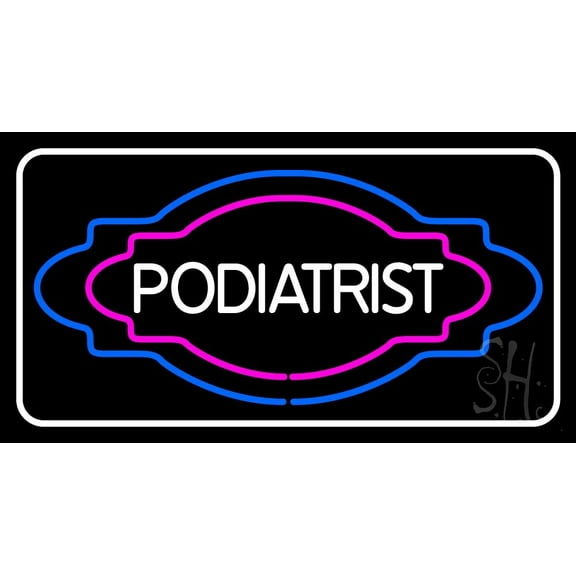 Block Podiatrist LED Neon Sign 13 x 24 - inches, Black Square Cut Acrylic Backing, with Dimmer - Bright and Premium built indoor LED Neon Sign for Defence Force.