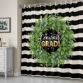 thumbnail image 5 of Graduate Season Shower Curtain, Congrats Grad Bachelor's Cap Leaf Wreath Black Stripes Waterproof Shower Curtain Set with 12 Hooks Lightweight Bath Curtains Fabric Bathroom Decor 36x72 Inches, 5 of 9