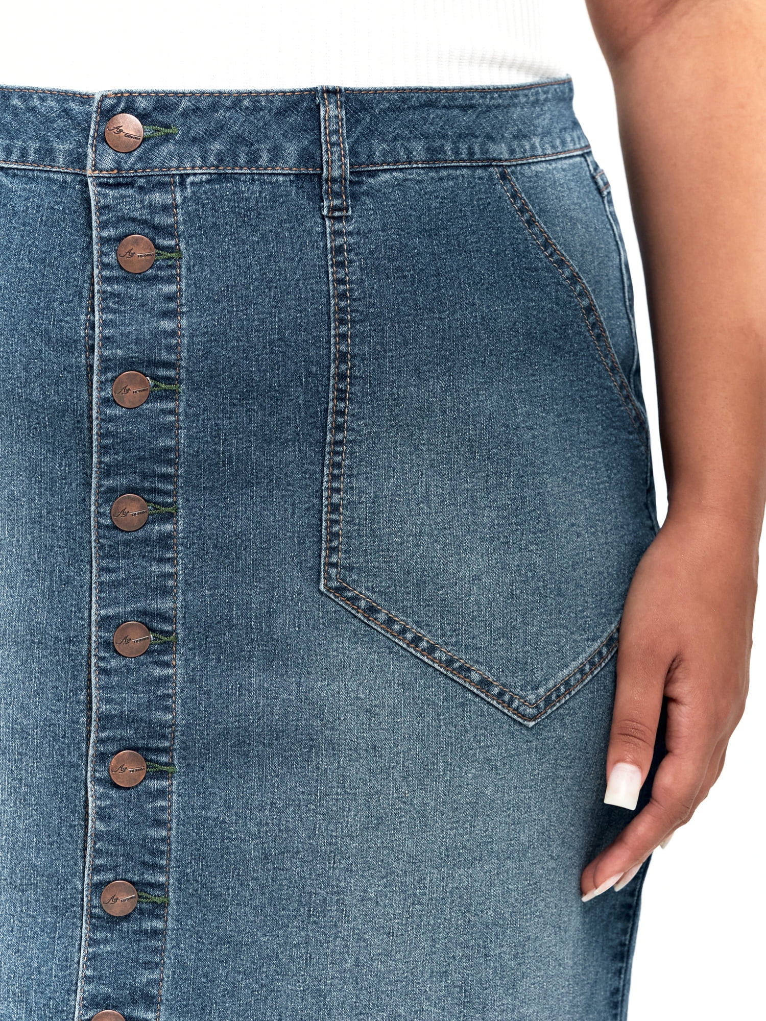 A3 Denim Women's Plus Size Midi Skirt