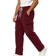 thumbnail image 2 of MXALUOB Men's Corduroy Pants Wide Leg Textured Winter Cargo Pants Drawstring Elastic Waist Trousers with Pockets for Daily Wear, 2 of 6