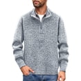 thumbnail image 2 of HOMADLES Men's Quarter Zip Sweater Fleece Lined Thermal Pullover Long Sleeve Solid Color Sweaters Gray Size L, 2 of 8
