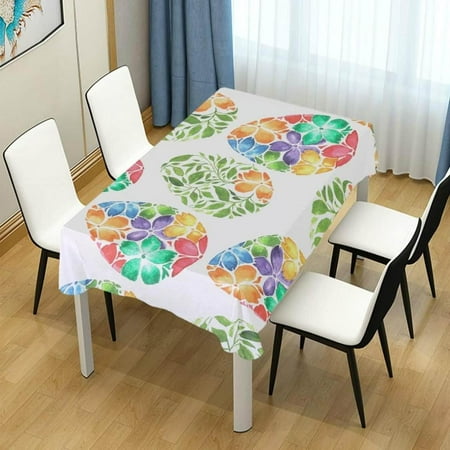 

Hyjoy Easter Eggs Rectangle Tablecloth Spill-Proof Polyester Table Cloth Table Cover for Kitchen Dining Picnic Holiday Party Decoration 60x120 Inch