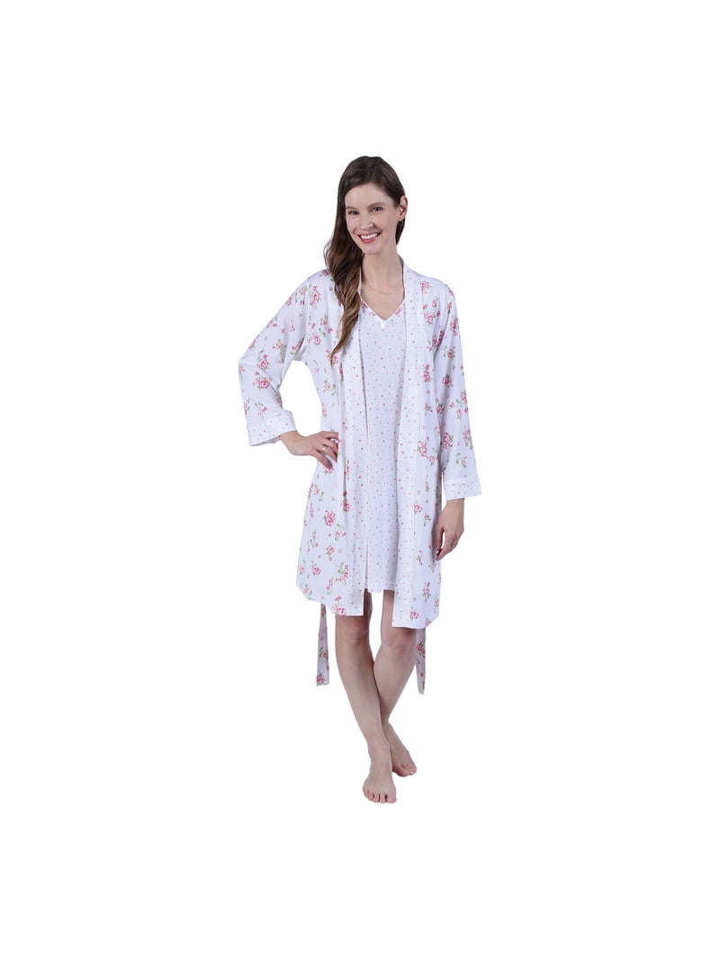 Metropolitan Womens Nightgown and Robe Set Matching Gown and Robe Sets -  Rose Bouquet, 1X - Walmart.com