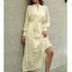 thumbnail image 2 of Vestido de mujer con cinturón y puños fruncidos, manga acampanada, dobladillo con volantes, cuello recortado, vestido estampado de puntos albaricoque XL, 2 of 6