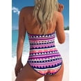 thumbnail image 2 of Melyum Plus Size Women Swimsuit Hollow One Piece Tummy Control Classic Prints Swimwear Lace Up Bathing Suits, 2 of 3