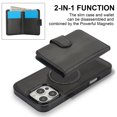 thumbnail image 6 of Decase for iPhone 14 Pro Flip PU Leather Back Cover with 2-in-1 Detachable Magnetic Wallet with 5 Card Slots Compatible Mag-Safe and RFlD Blocking Kickstand and Wireless Charging,Black, 6 of 8