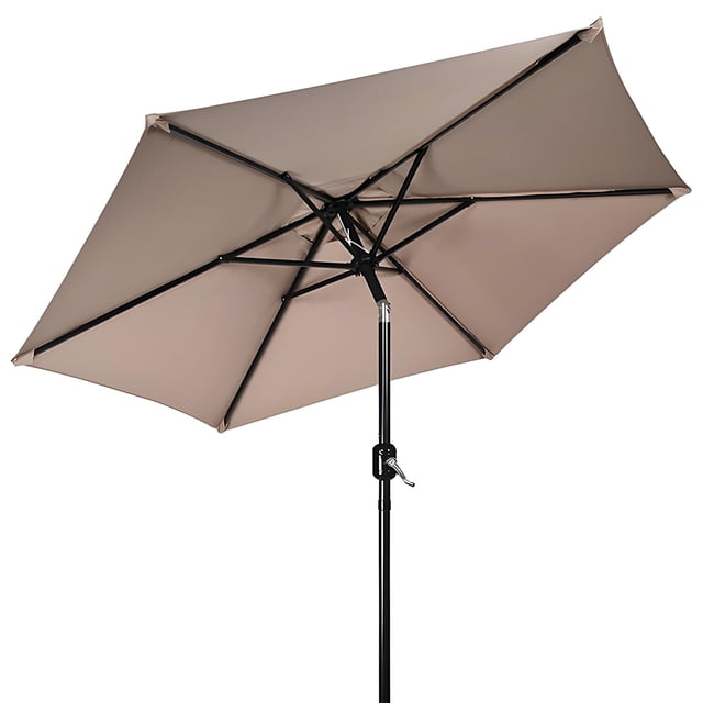 7.5FT Round Patio Umbrella with Tilt and Crank, 6 Ribs Ourdoor Market Table Parasol Sun Shelter Centred Umbrellas for Garden, Backyard, Pool