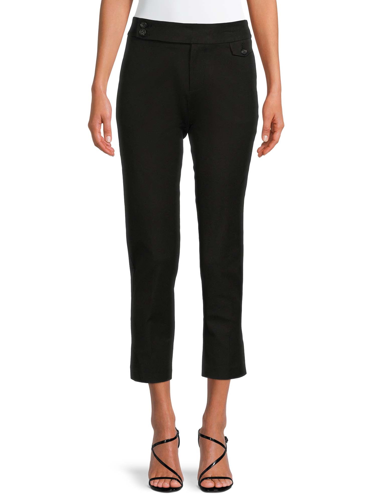 Time and Tru Women's Cropped Tab Front Pants - Walmart.com