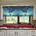 thumbnail image 3 of Wobogo Lovers Whales Pattern Kitchen Curtains 2 Piece Set Symmetrical Design Light Filtering Small Window Drapes Suitable for Bathroom Laundry Room and RV 57x24in, 3 of 9