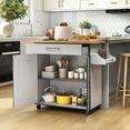 thumbnail image 3 of Giantex Kitchen Island Cart with Storage Cabinet on Wheels, Spice Rack Towel Rack & Drawer, Gray, 3 of 9